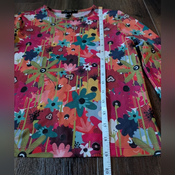 Forever 21 Womens Floral Mesh Top Festival M Rave Dopamine Long Sleeve Retro - Picture 8 of 11